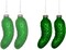 4E's Novelty 4 Pack Blown Glass Pickle Ornament for Christmas Tree, 4” Handcrafted Green Pickle Ornaments, Pre-Strung Shatterproof Holiday Decoration Set, Traditional Christmas Pickle Game Ornaments